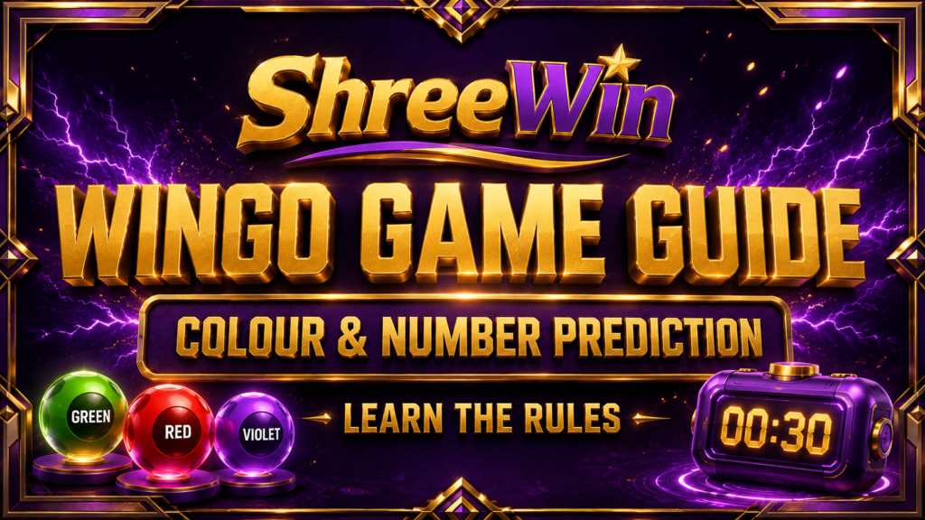 ShreeWin Wingo game guide featured image showing colour and number prediction with countdown timer