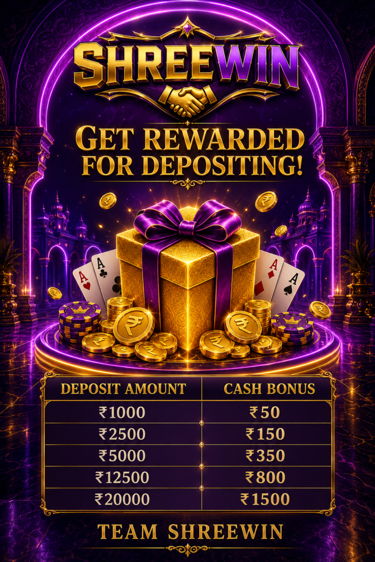 ShreeWin member deposit bonus chart with cash rewards