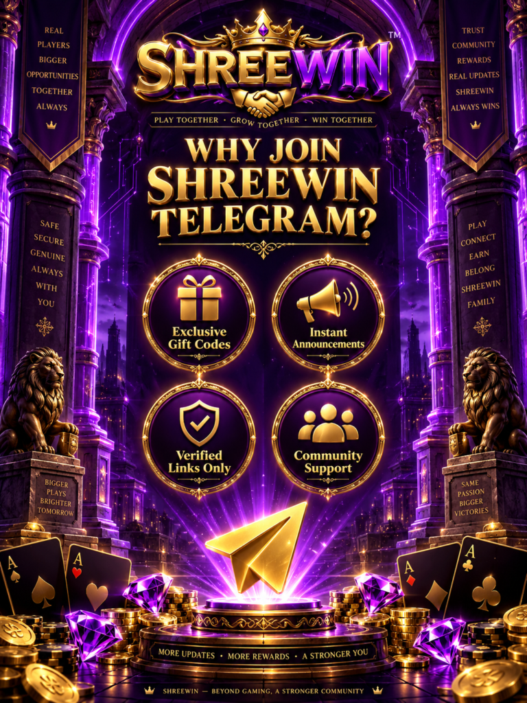 ShreeWin Telegram channel benefits - gift codes, announcements, support