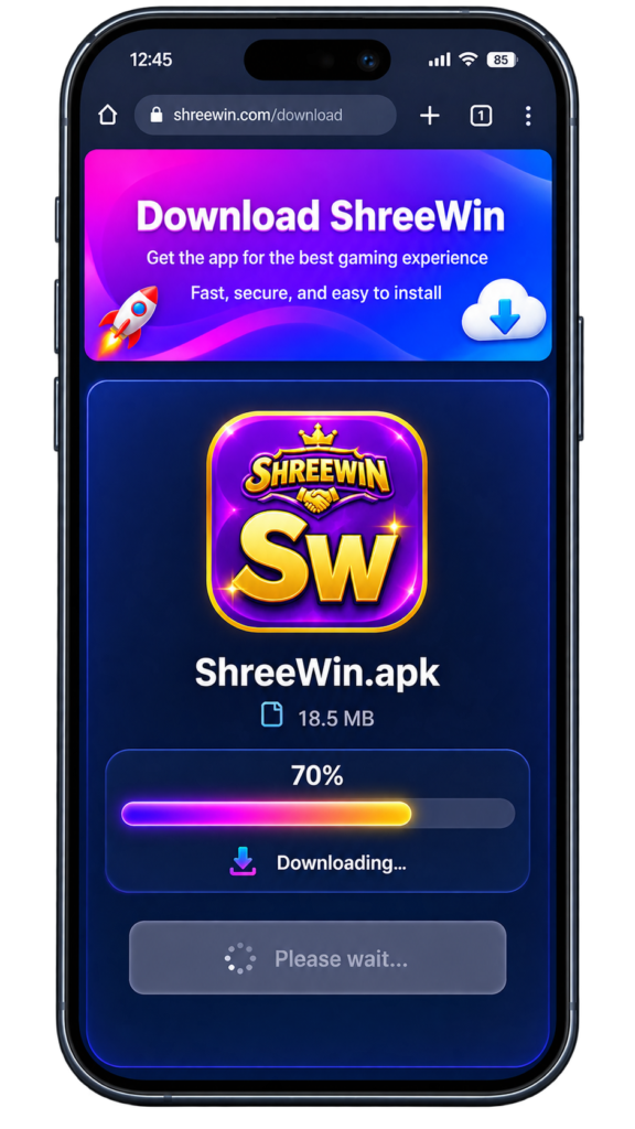 ShreeWin APK downloading on Android phone